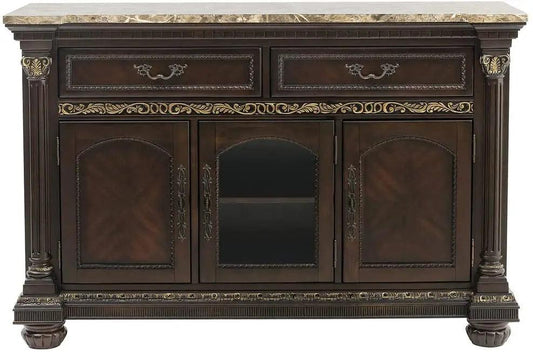 Russian Hill Server With Faux Marble Top In Brown By Homelegance - ATL FURNITURE