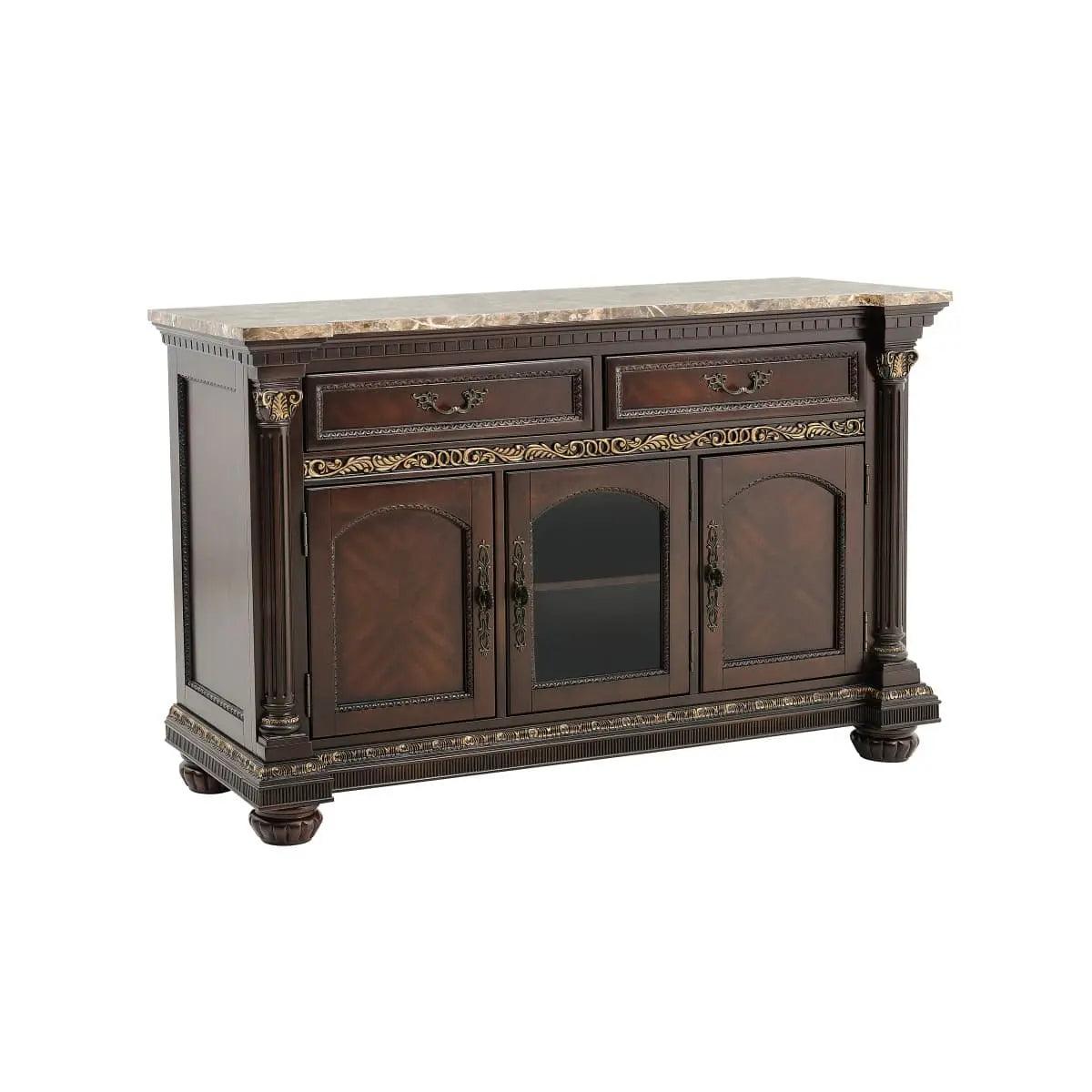 Russian Hill Server With Faux Marble Top In Brown By Homelegance - ATL FURNITURE