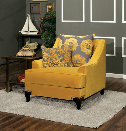 Wolver Gold/Gray Chair, Gold - ATL FURNITURE