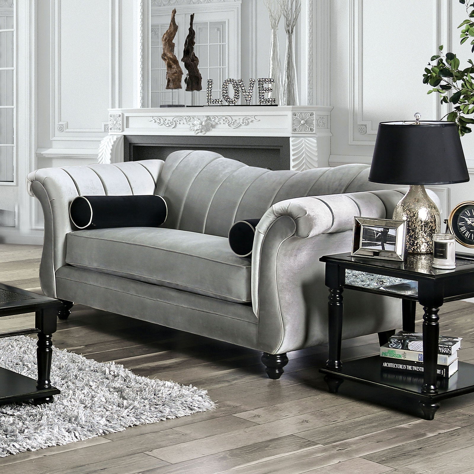 Marvin Pewter Love Seat - ATL FURNITURE