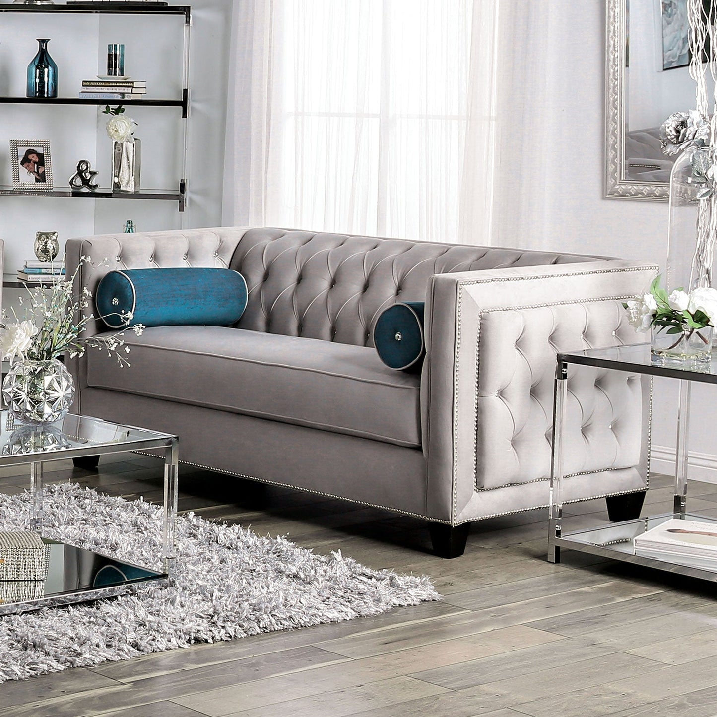 Silvan Gray Love Seat - ATL FURNITURE