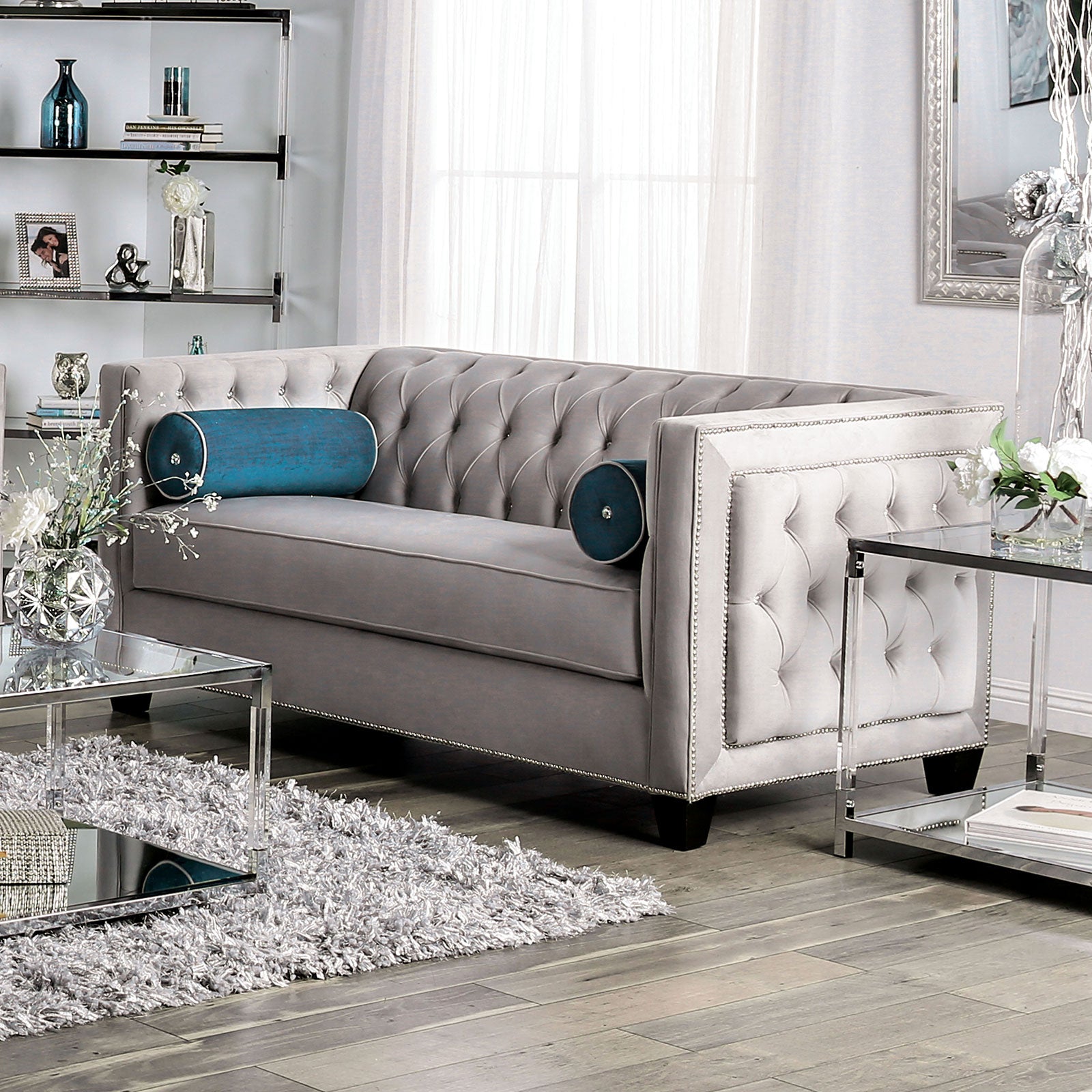 Silvan Gray Love Seat - ATL FURNITURE