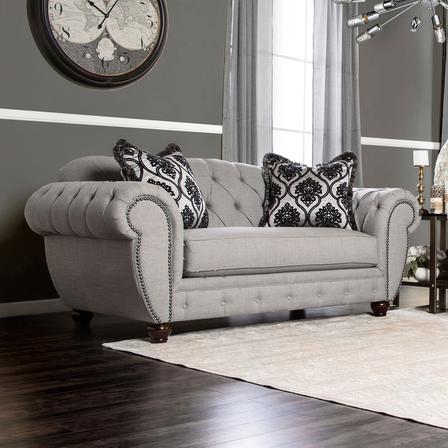 VIVIANA Gray/Black Love Seat, Gray - ATL FURNITURE