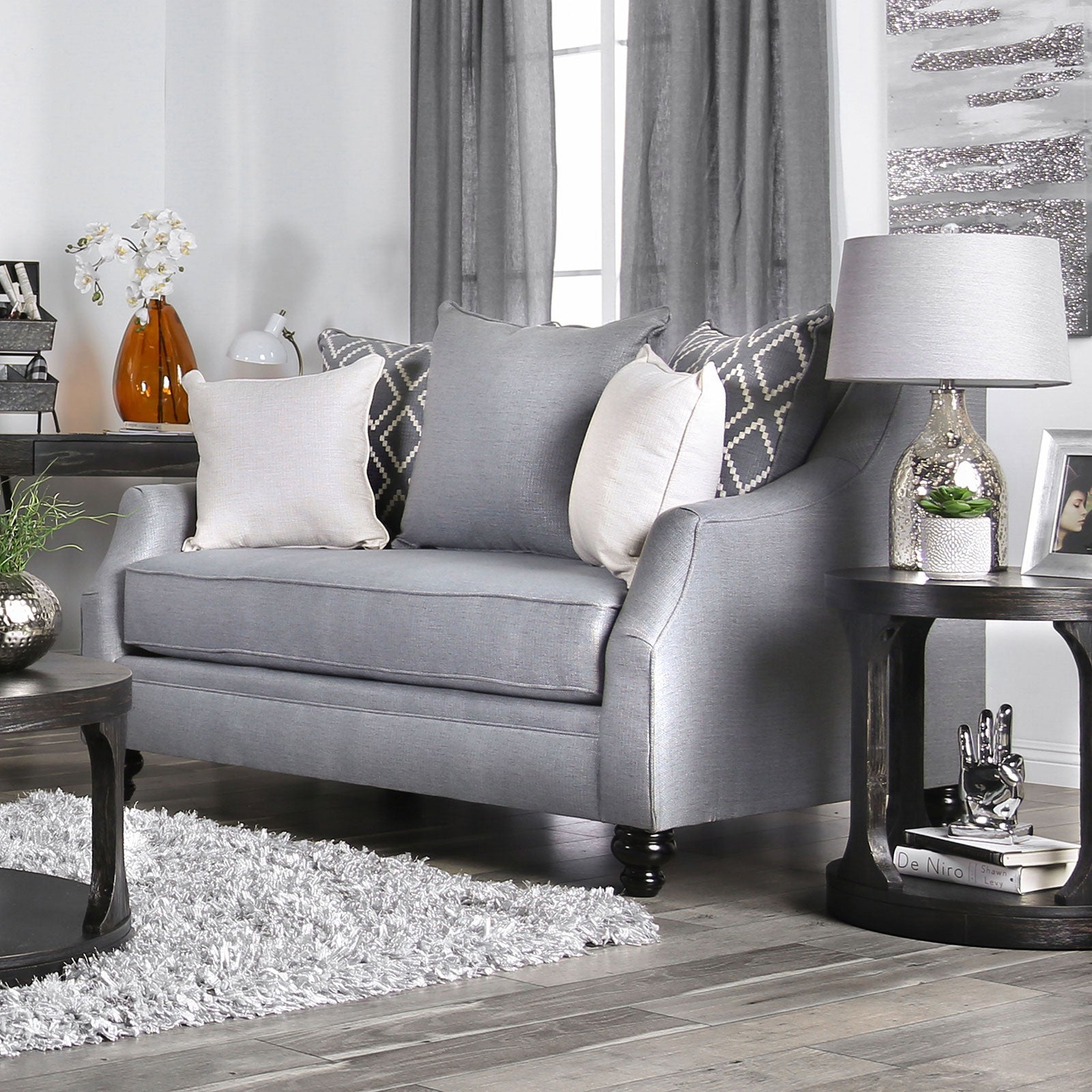 Nefyn Gray Love Seat - ATL FURNITURE