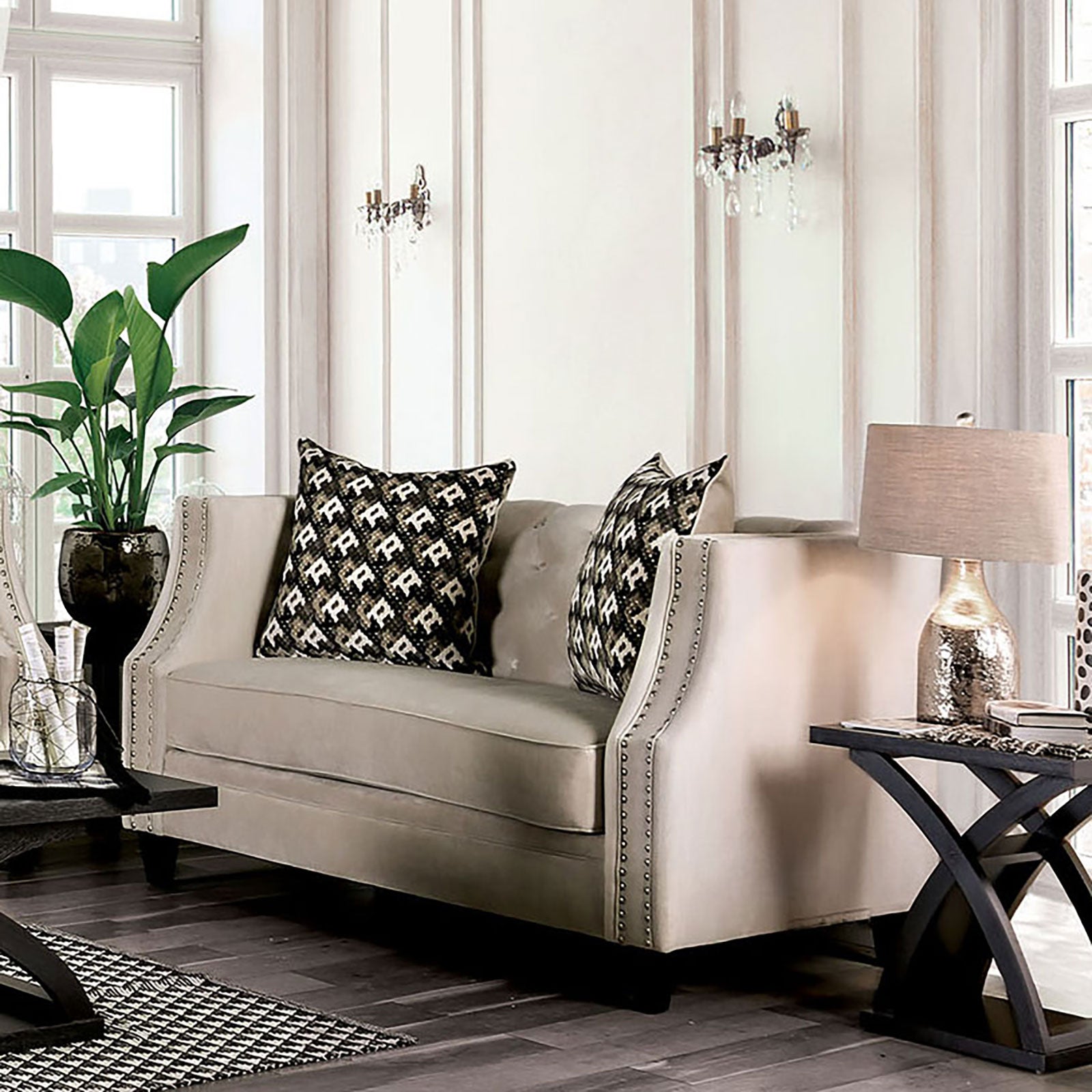 Aniyah Beige Love Seat - ATL FURNITURE