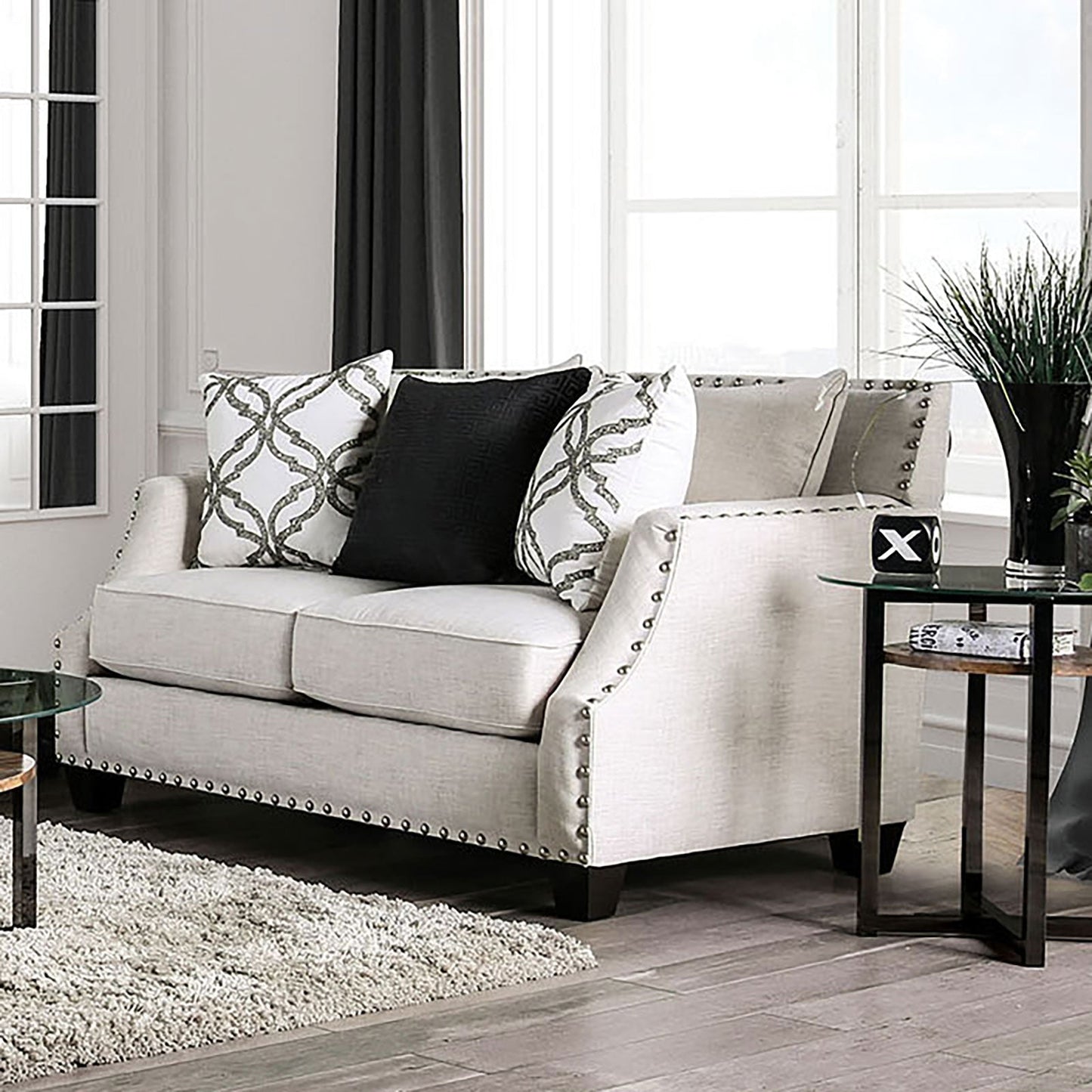 Phoibe Ivory Love Seat - ATL FURNITURE