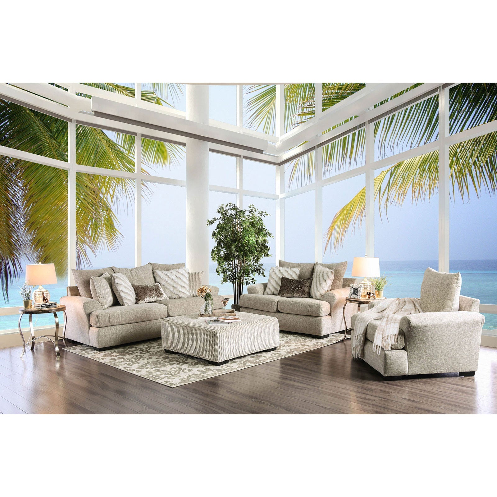 Anthea Beige Sofa + Love Seat - ATL FURNITURE