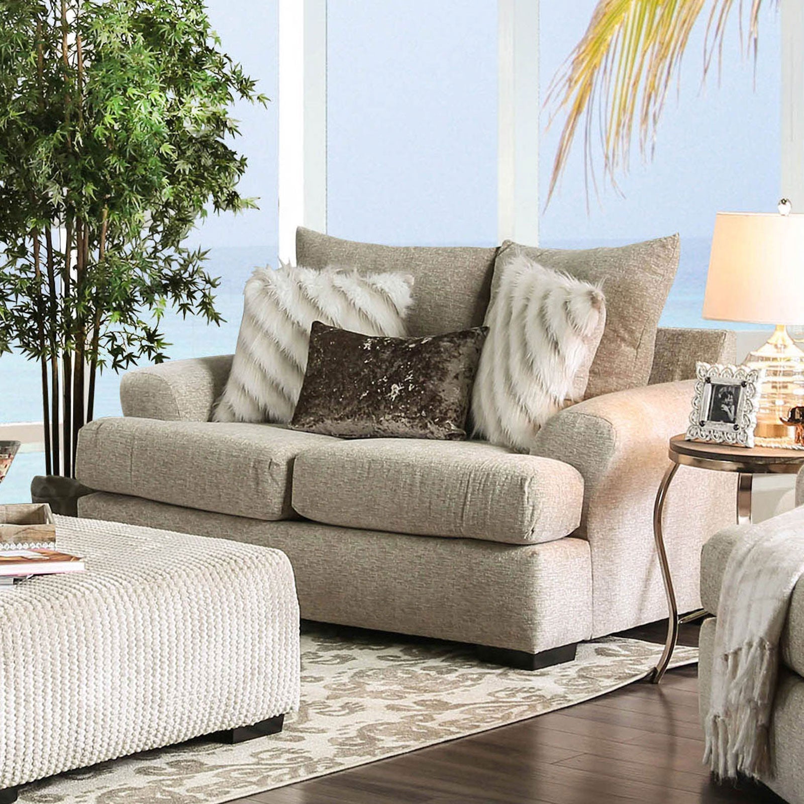Anthea Beige Love Seat - ATL FURNITURE