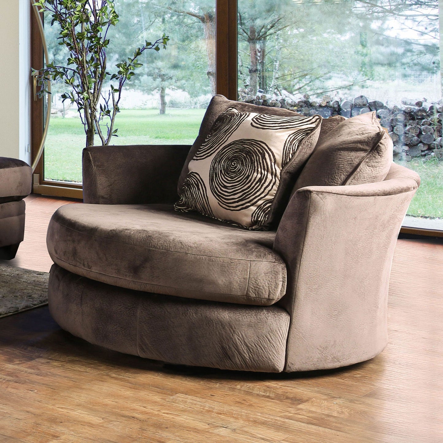 Bonaventura Brown Swivel Chair - ATL FURNITURE