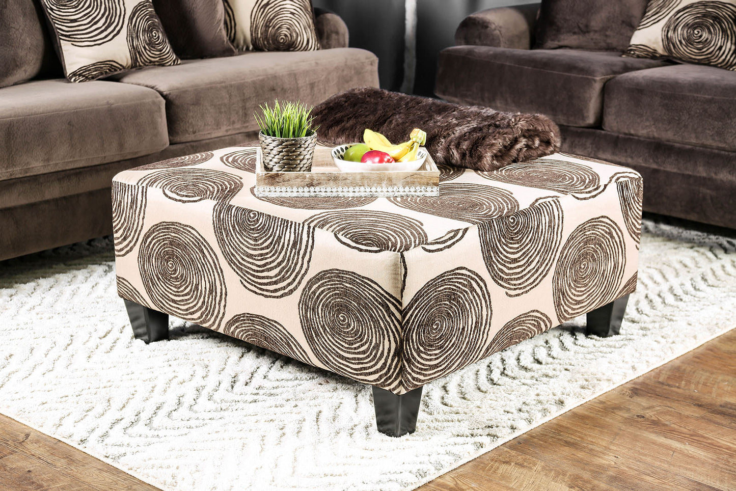 Bonaventura Brown Ottoman - ATL FURNITURE