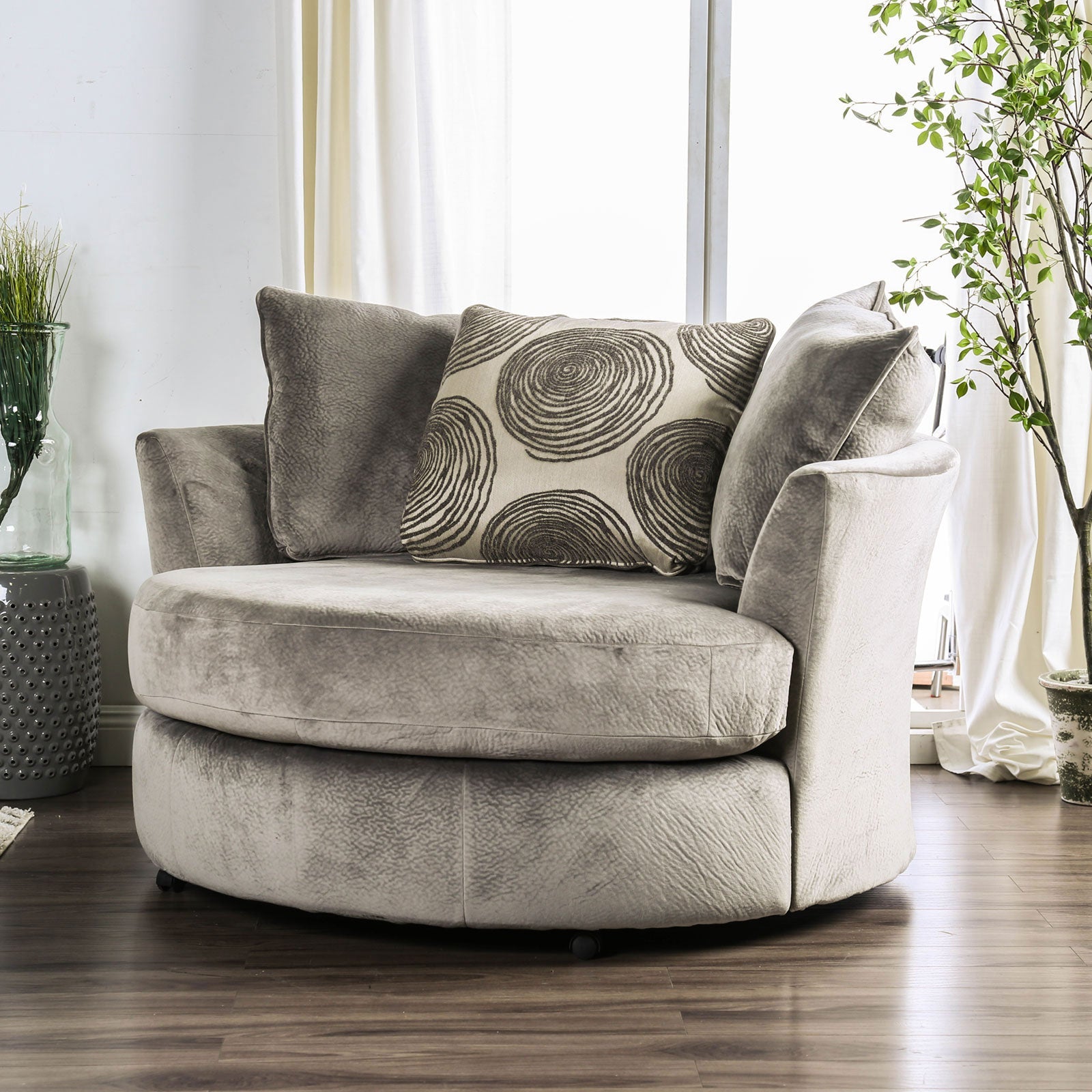 Bonaventura Gray/Pattern Swivel Chair - ATL FURNITURE