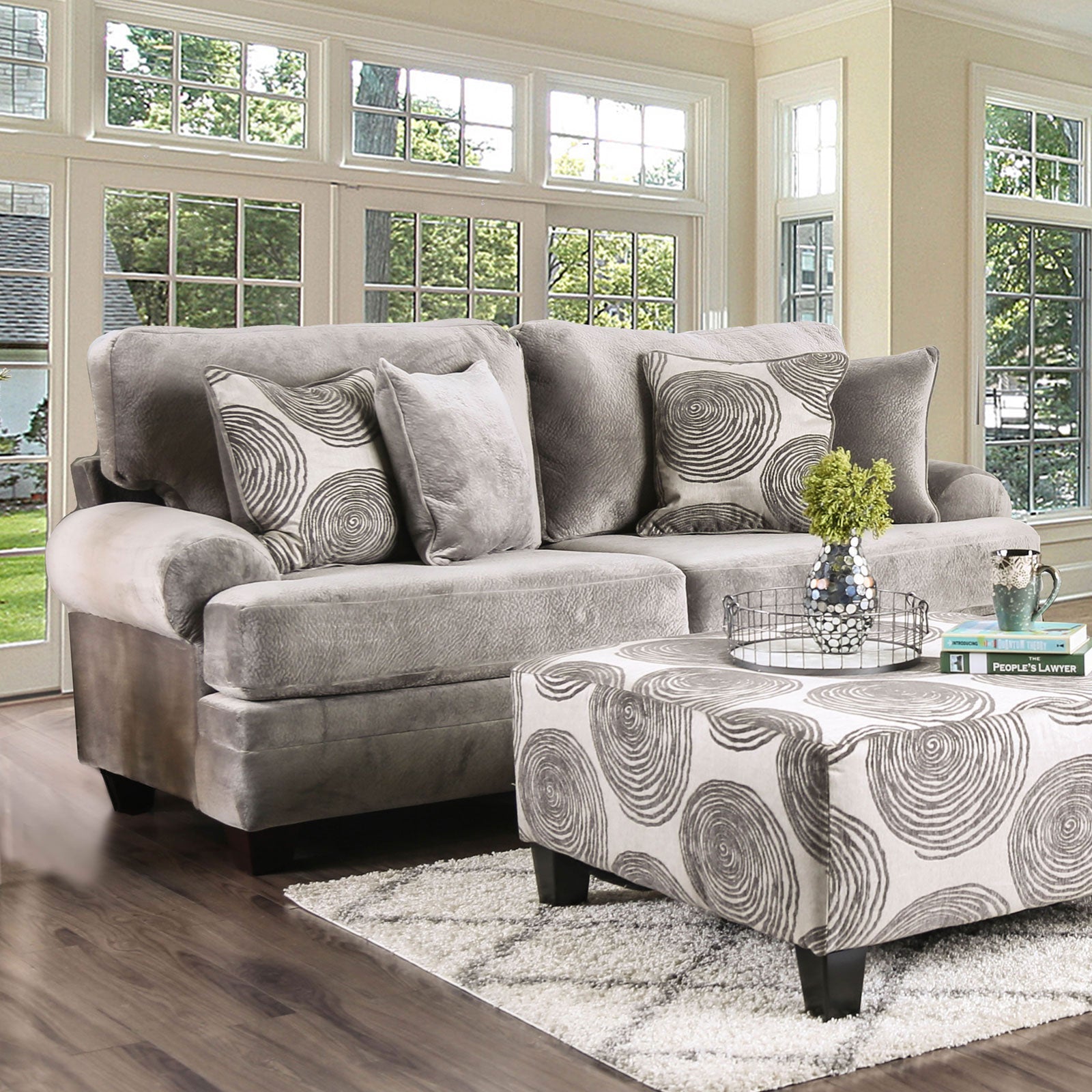 Bonaventura Gray/Pattern Sofa - ATL FURNITURE