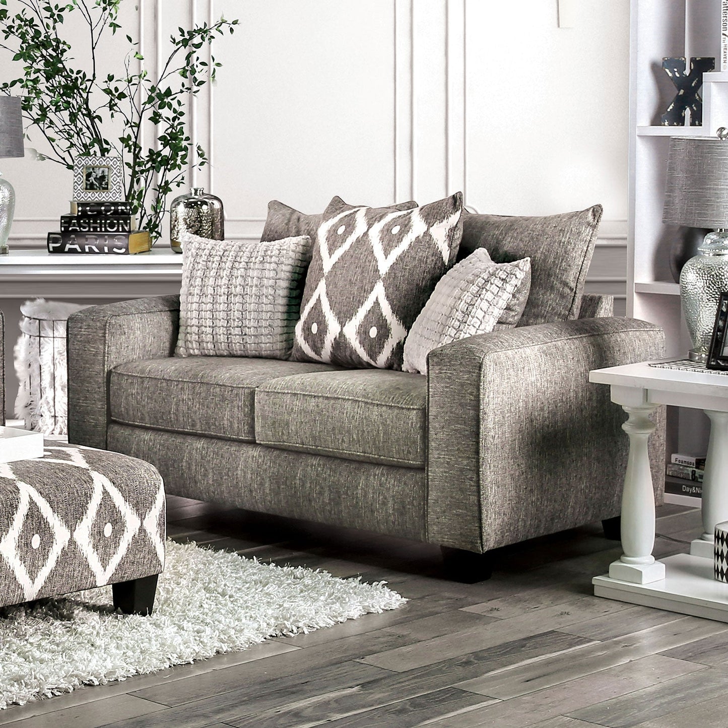 Basie Gray Love Seat - ATL FURNITURE
