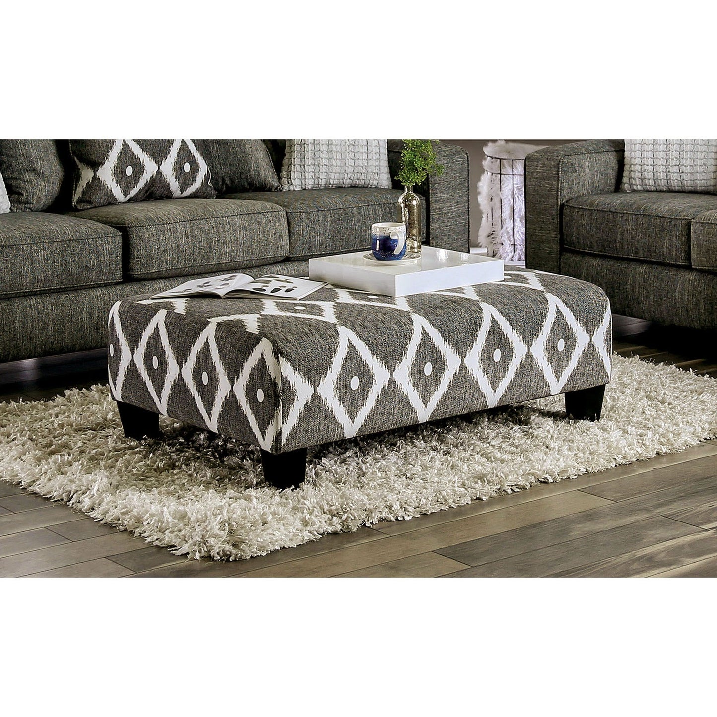 Basie Gray Ottoman - ATL FURNITURE