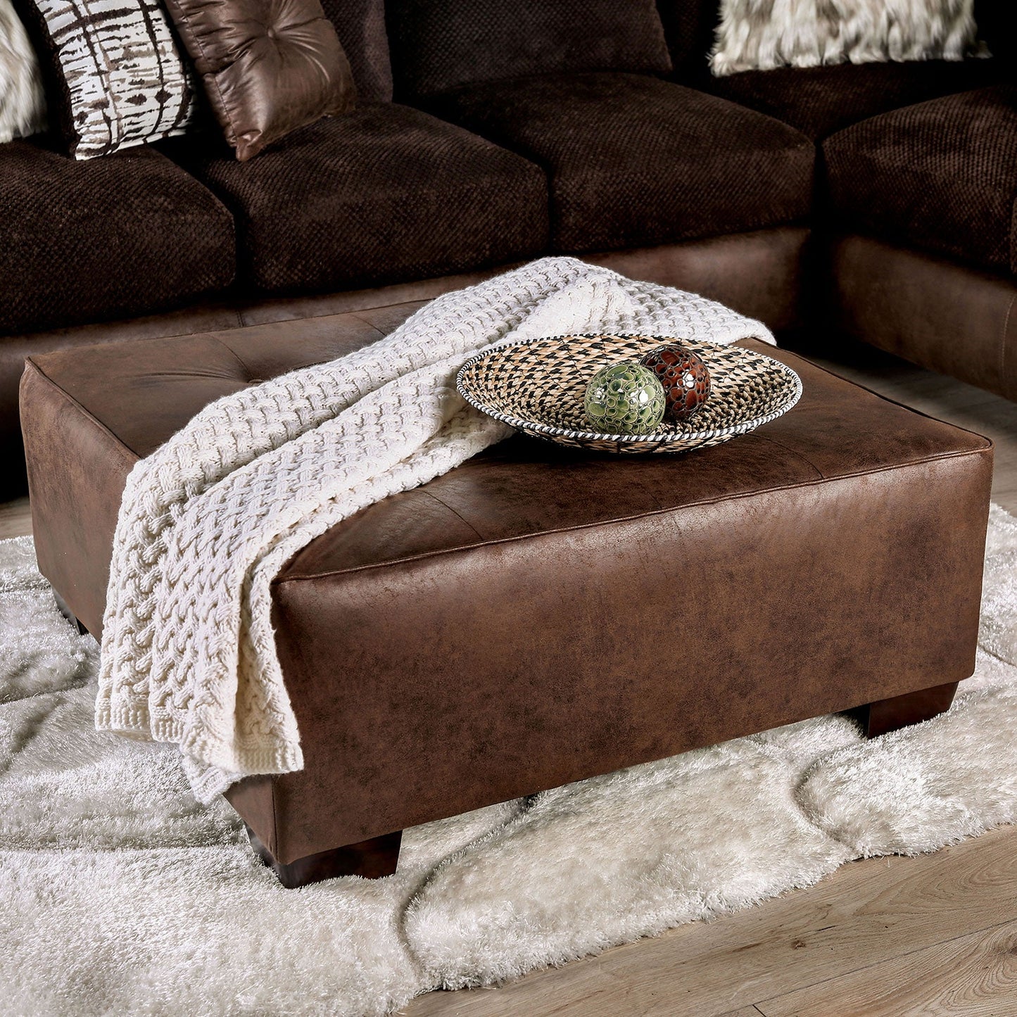 Gellhorn Brown Ottoman - ATL FURNITURE