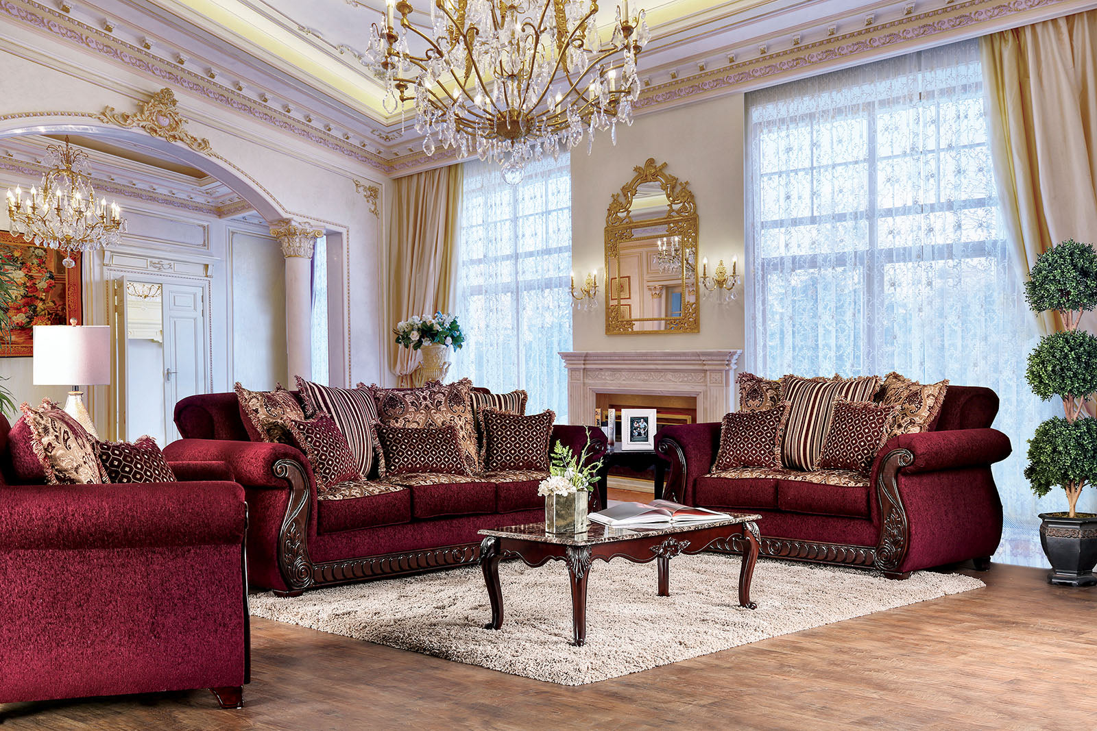 TABITHA Wine Sofa + Love Seat - ATL FURNITURE