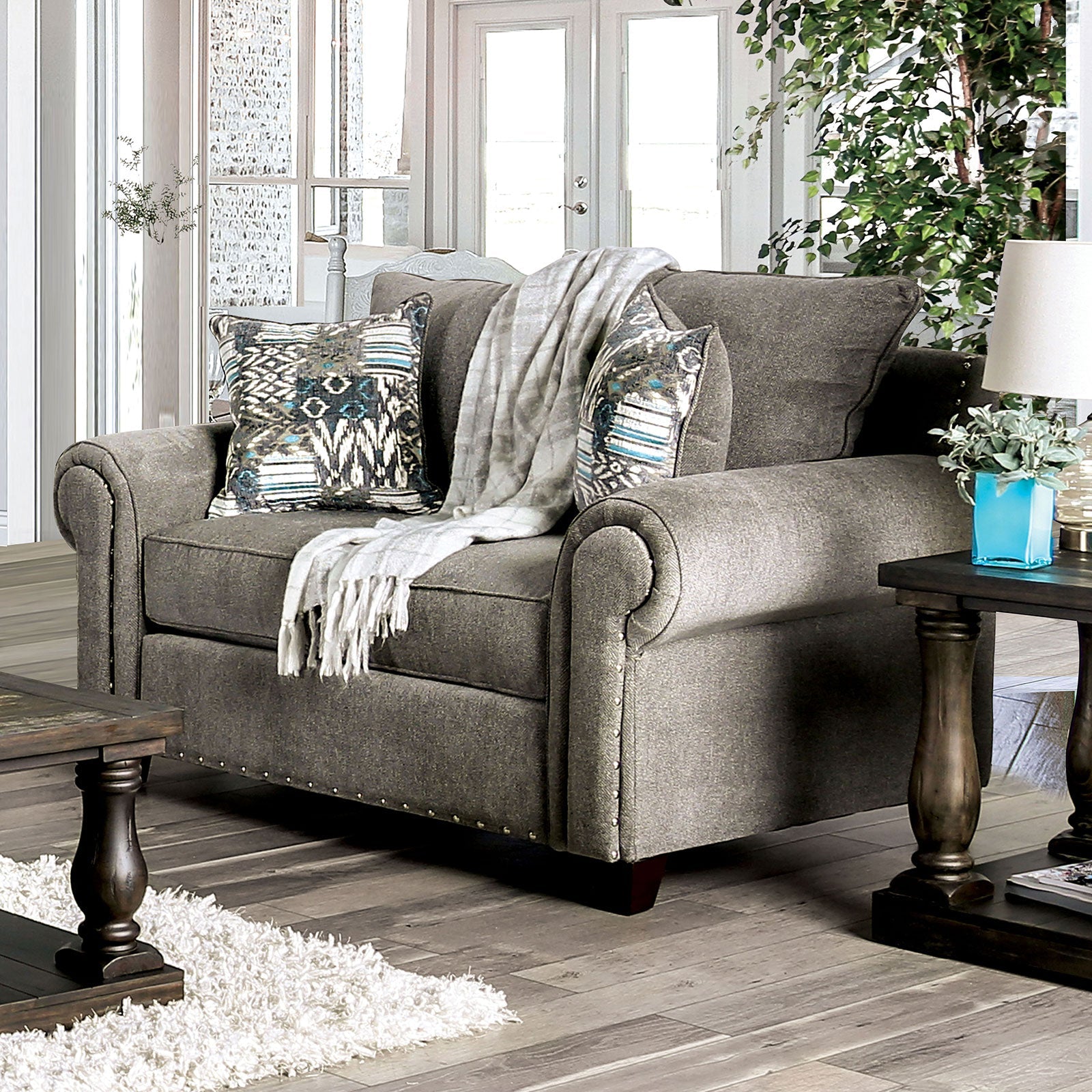Mott Gray Love Seat - ATL FURNITURE