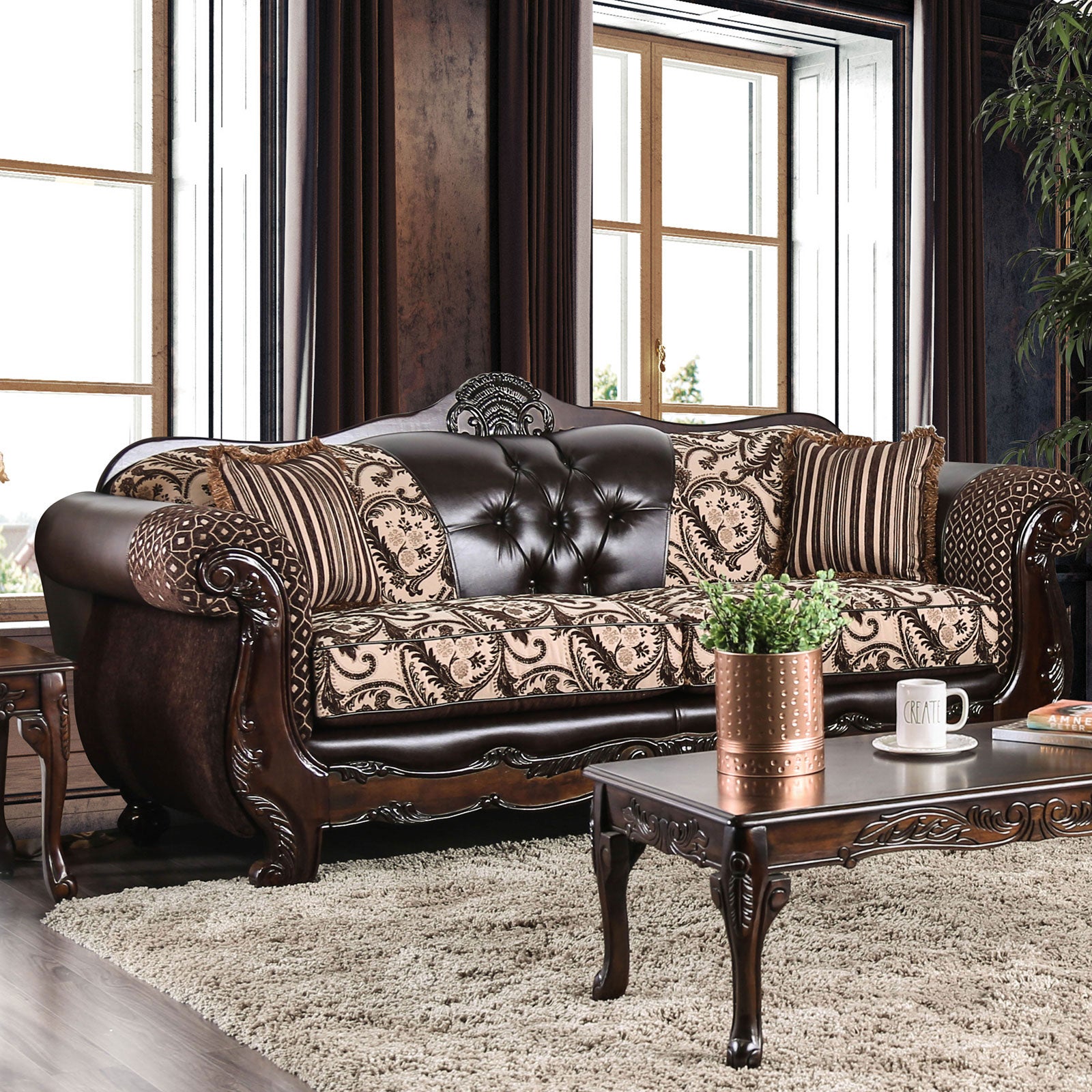 Quirino Light Brown/Dark Brown Sofa - ATL FURNITURE