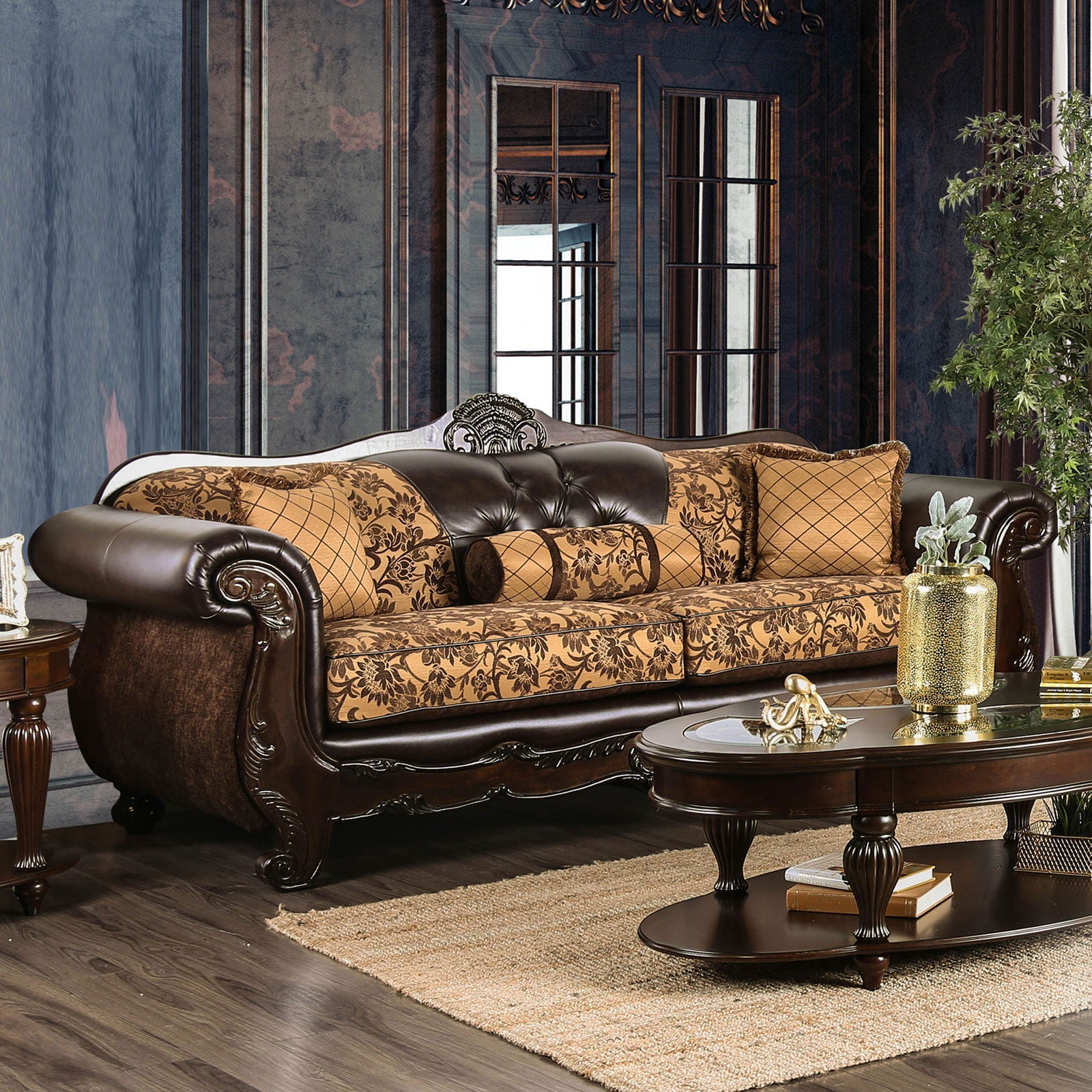 Quirino Tan/Dark Brown Sofa - ATL FURNITURE