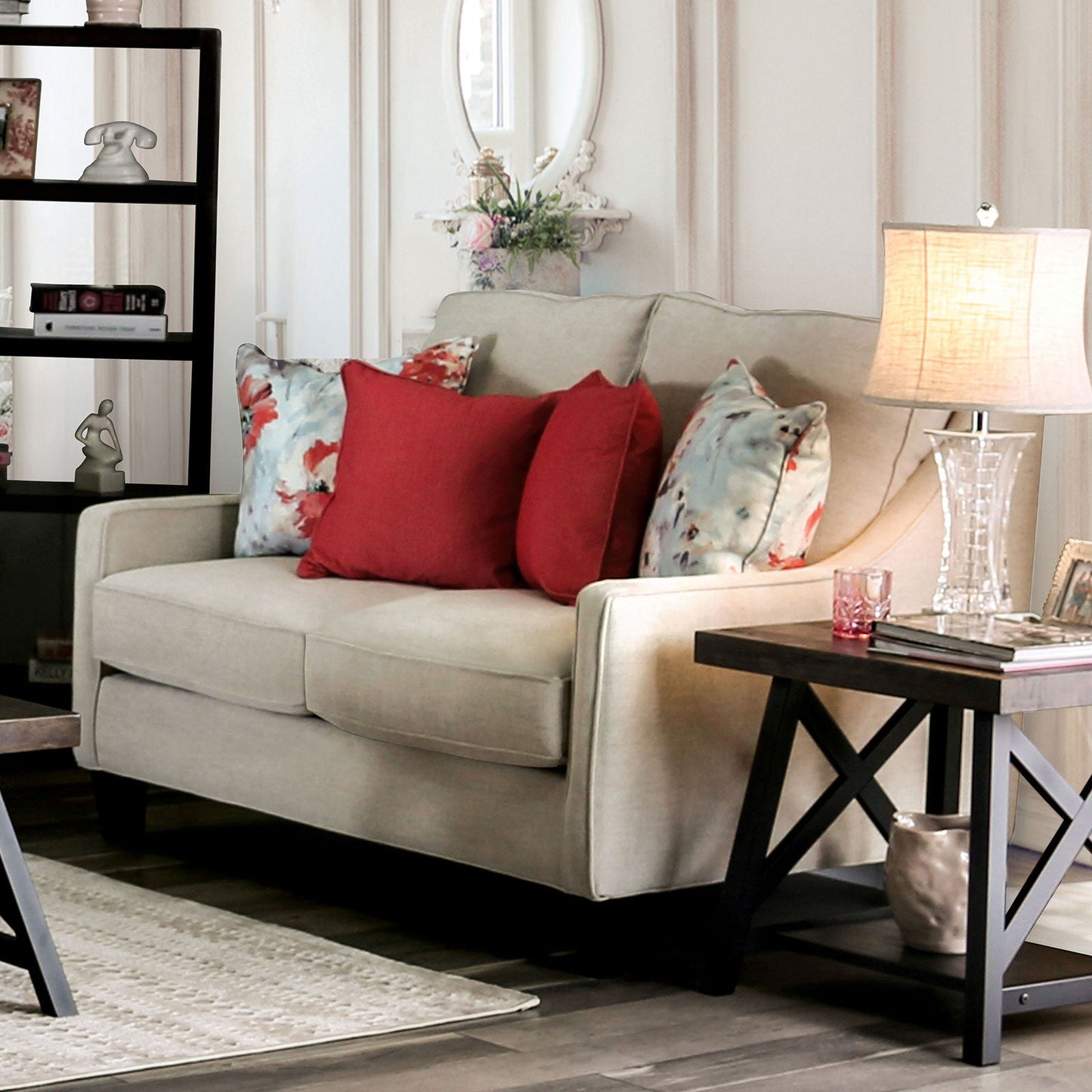 Nadene Ivory Love Seat - ATL FURNITURE