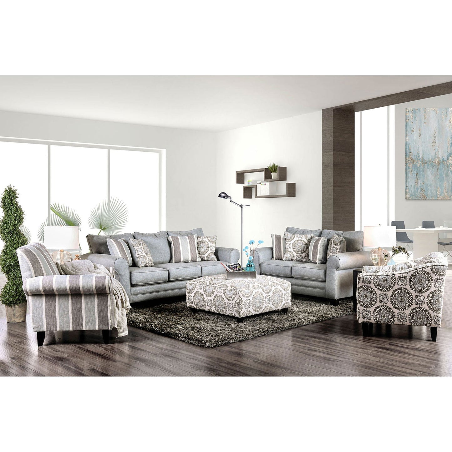 Misty Ivory/Pattern Sofa + Love Seat - ATL FURNITURE