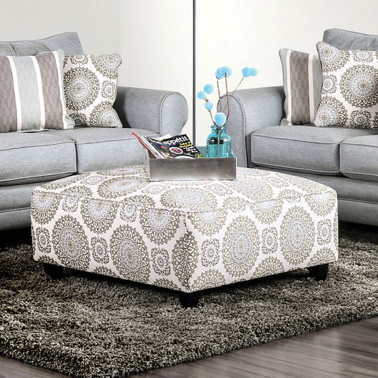 Misty Ivory/Pattern Ottoman - ATL FURNITURE