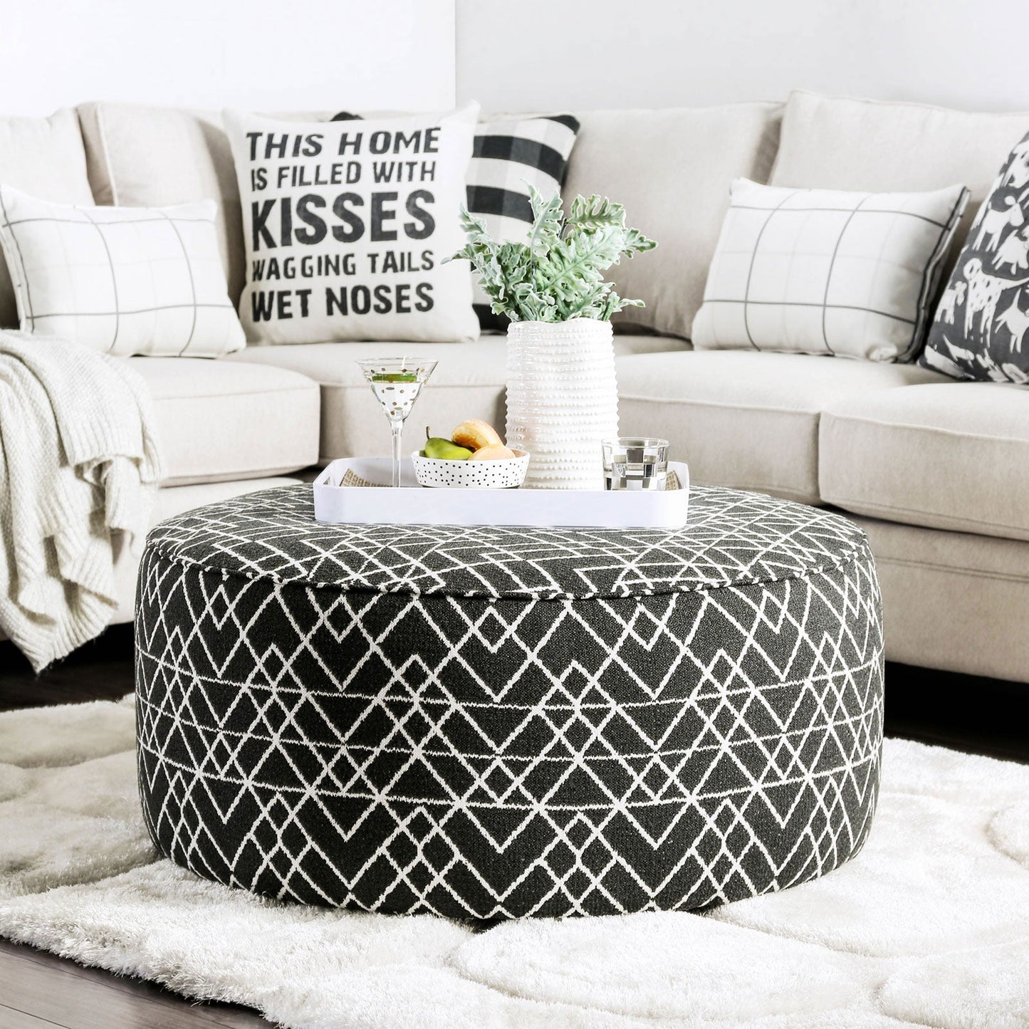 Patricia Black/Pattern Ottoman - ATL FURNITURE