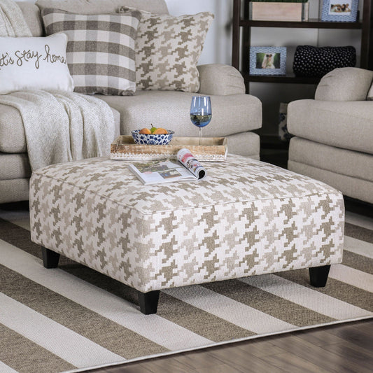 Christine Light Gray/Pattern Ottoman - ATL FURNITURE