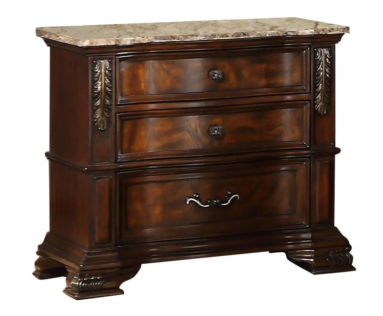 Santa Monica 6Pc Traditional Bedroom Set in Cherry Finish by Cosmos Furniture - ATL FURNITURE