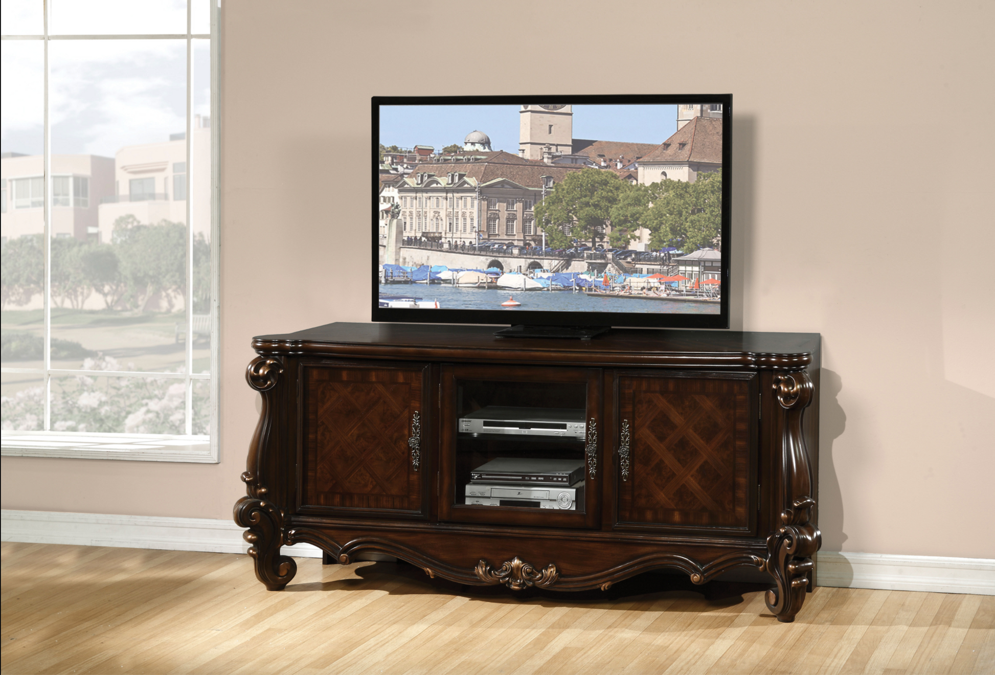 Versailles Cherry Oak TV Stand - ATL FURNITURE