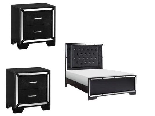 Homelegance - Aveline 3 Piece Queen Bedroom Set In Black - 1428Bk-1*3 - ATL FURNITURE