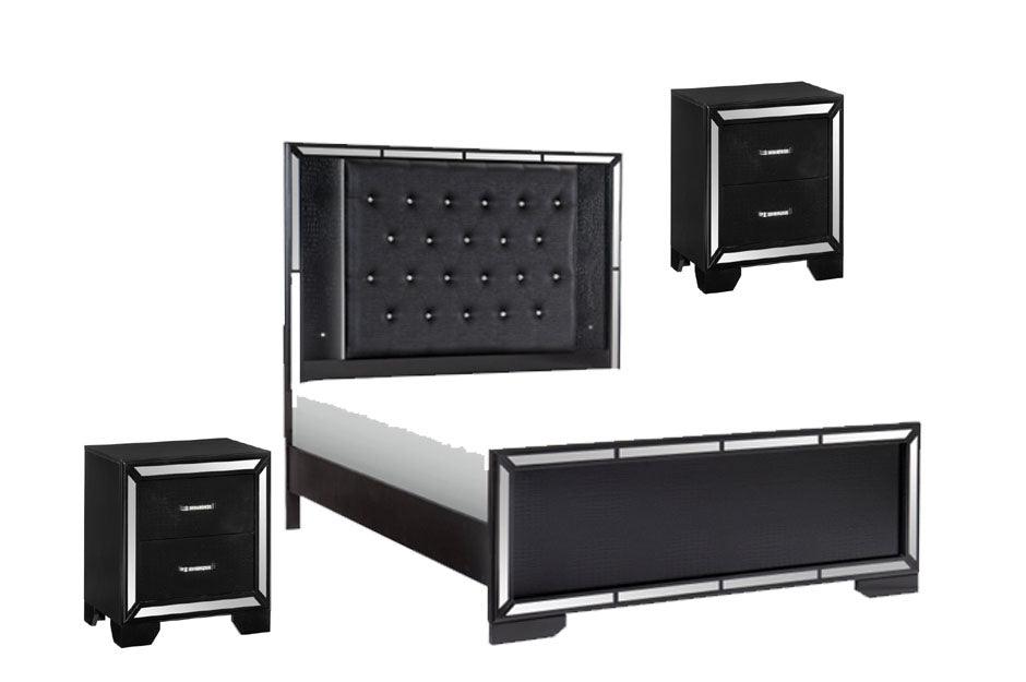 Aveline 3 Piece Eastern King Bedroom Set In Black - 1428Bkk-1Ek*3 - ATL FURNITURE