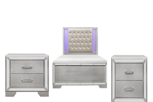 Aveline 3 Piece Eastern King Bedroom Set In Silver - 1428Svk-1Ek*3 - ATL FURNITURE