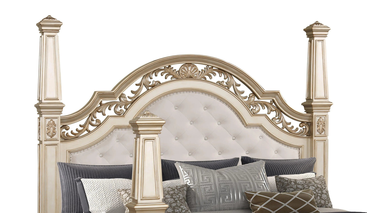 Valentina 6Pc Traditional Bedroom Set in Gold Finish by Cosmos Furniture - ATL FURNITURE