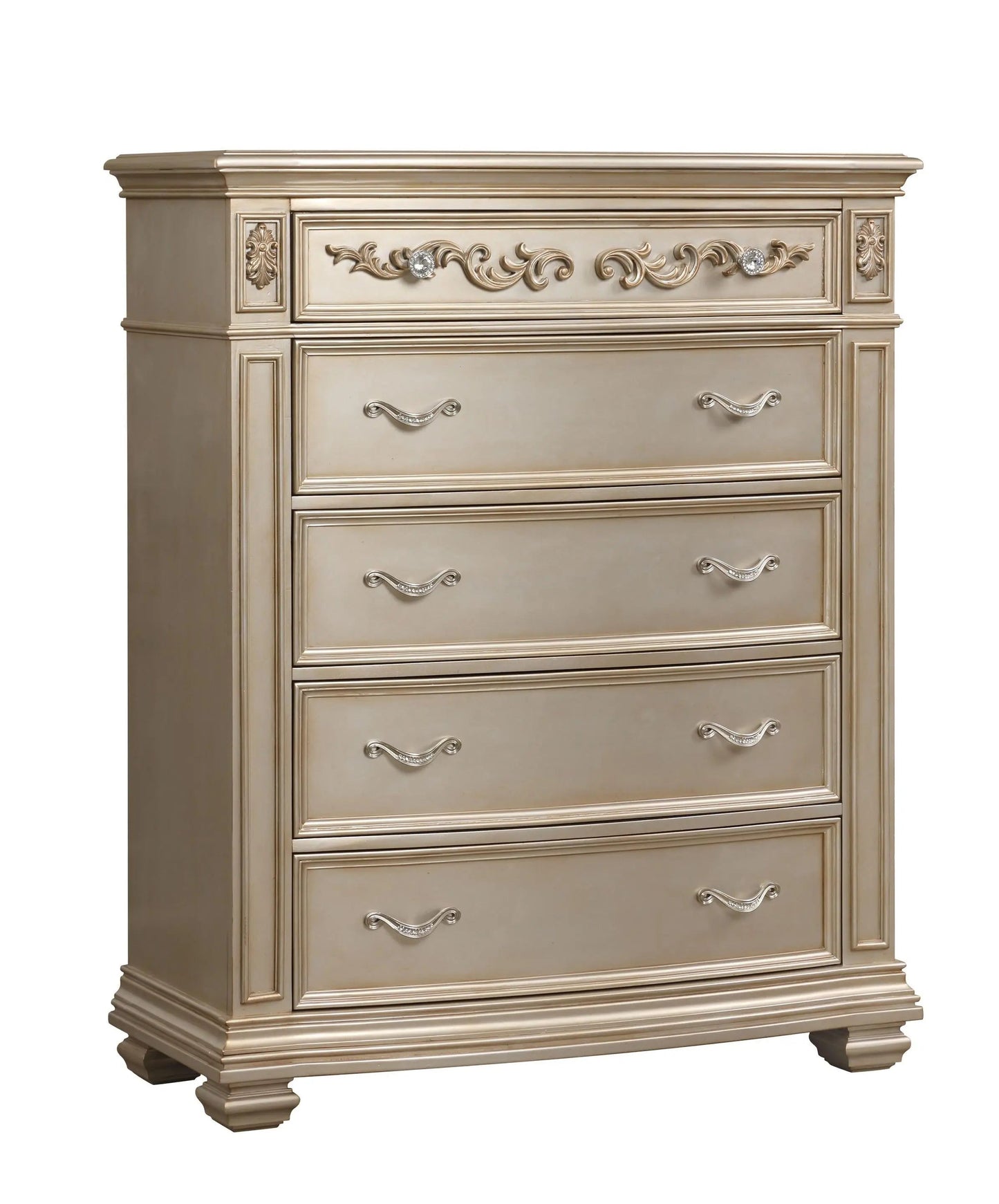 Valentina 6Pc Traditional Bedroom Set in Gold Finish by Cosmos Furniture - ATL FURNITURE