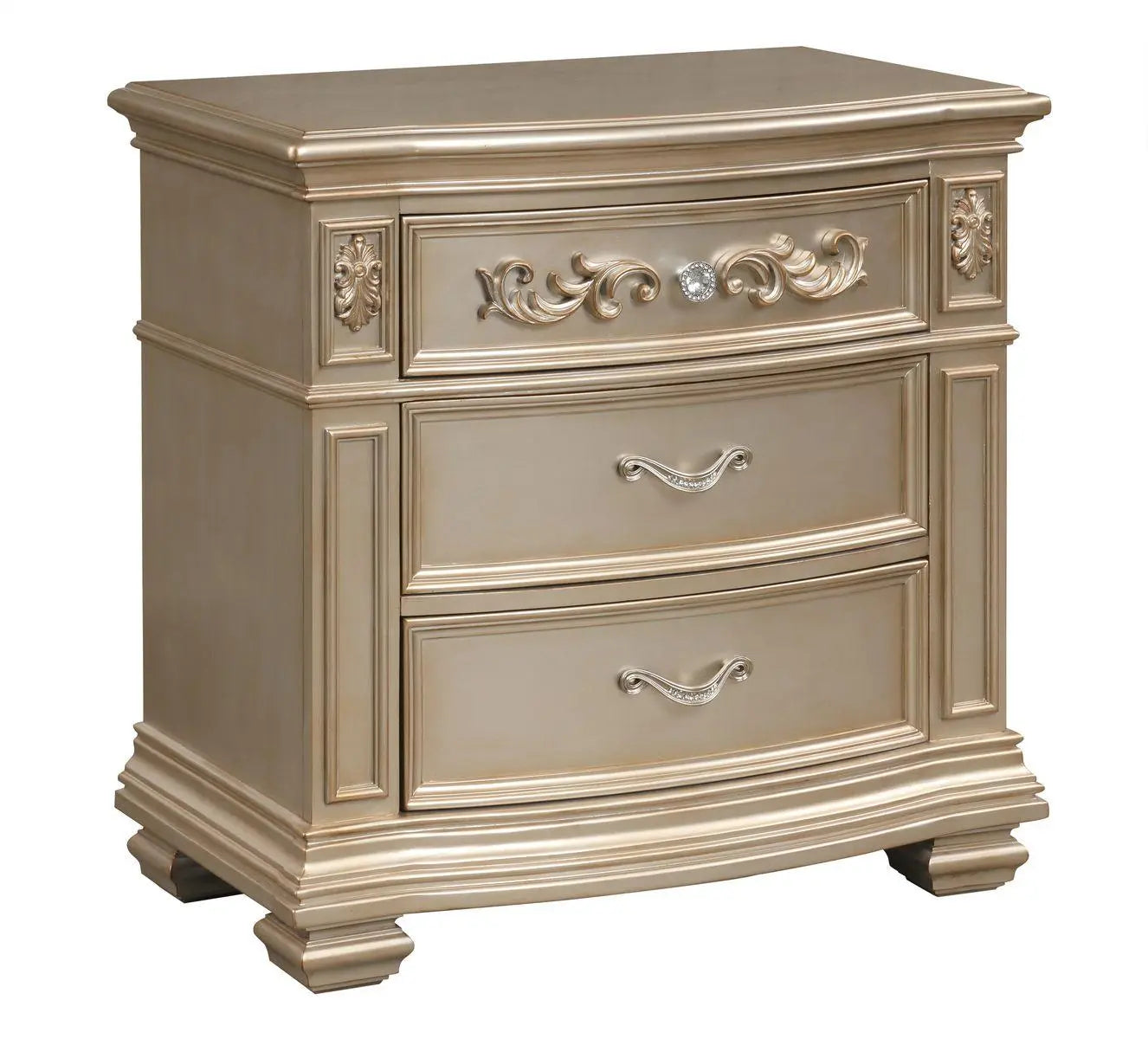 Valentina 6Pc Traditional Bedroom Set in Gold Finish by Cosmos Furniture - ATL FURNITURE