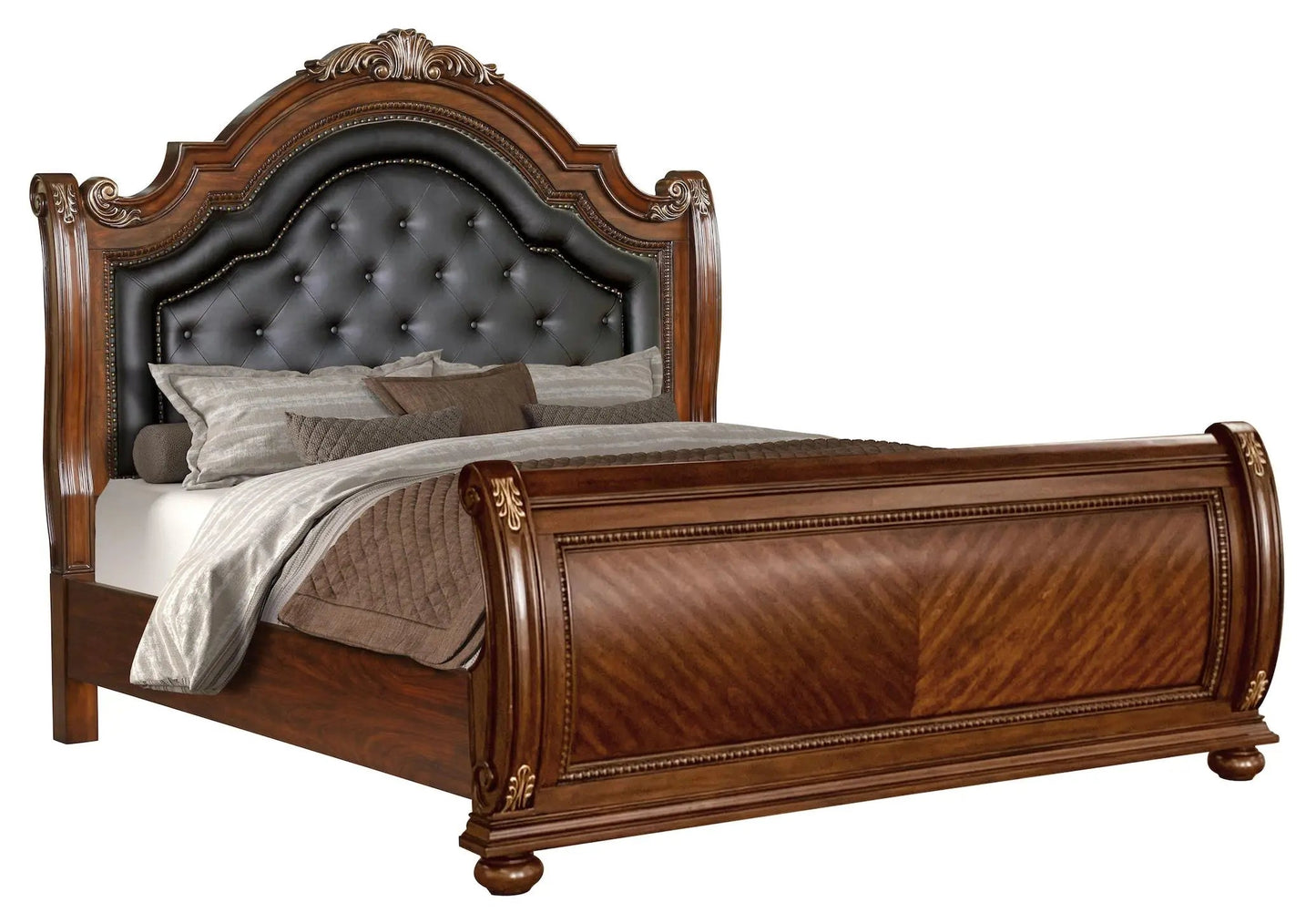 Viviana 6Pc Traditional Bedroom Set in Caramel Finish by Cosmos Furniture - ATL FURNITURE