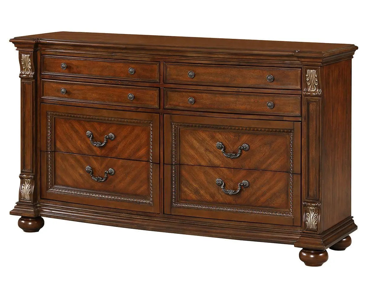 Viviana 6Pc Traditional Bedroom Set in Caramel Finish by Cosmos Furniture - ATL FURNITURE