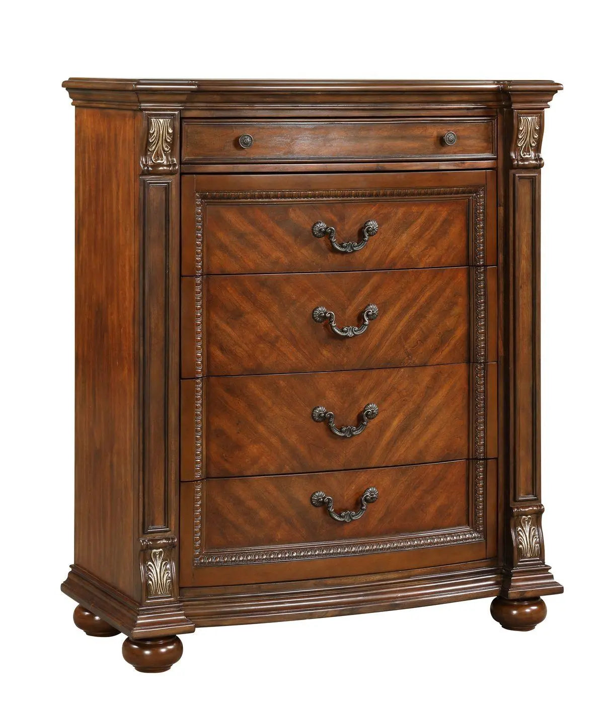 Viviana 6Pc Traditional Bedroom Set in Caramel Finish by Cosmos Furniture - ATL FURNITURE