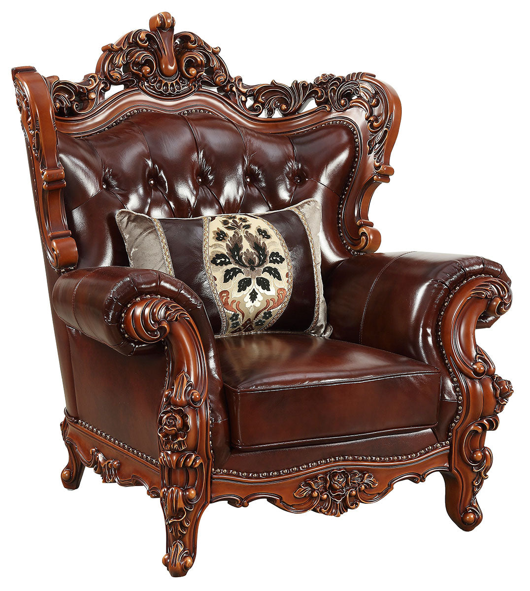 Acme Furniture Eustoma Chair in Cherry and Walnut 53067 - ATL FURNITURE