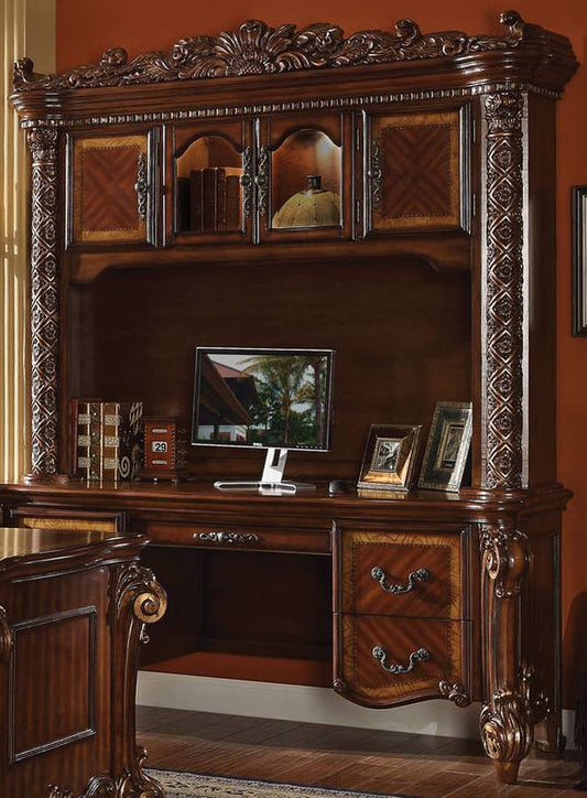 Acme Vendome Bookcase with Intricate Carving Design in Cherry 92128 - ATL FURNITURE