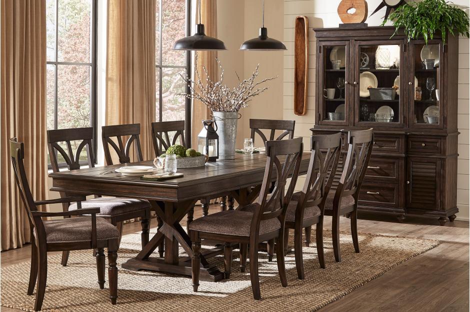 Homelegance - Cardano 9 Piece Dining Room Set In Driftwood Charcoal - 1689-96-9Set - ATL FURNITURE