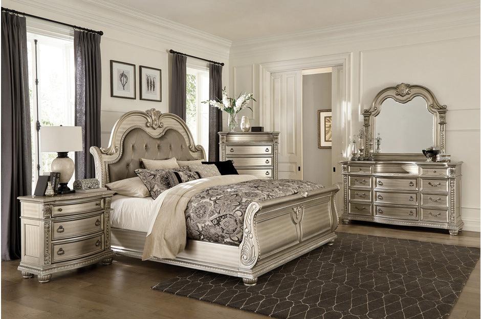 Homelegance - Cavalier Eastern King Bed In Silver - ATL FURNITURE