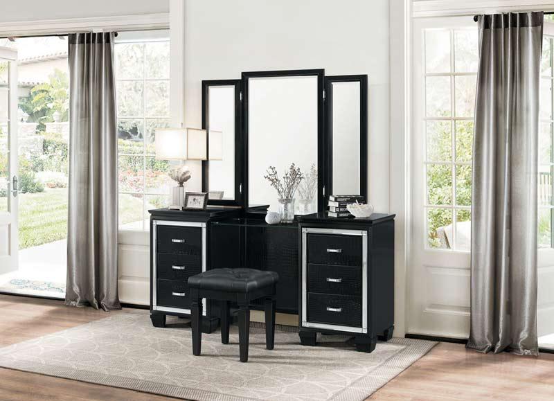 Homelegance - Allura Vanity Dresser With Mirror And Stool - 1916Bk-15-14 - ATL FURNITURE