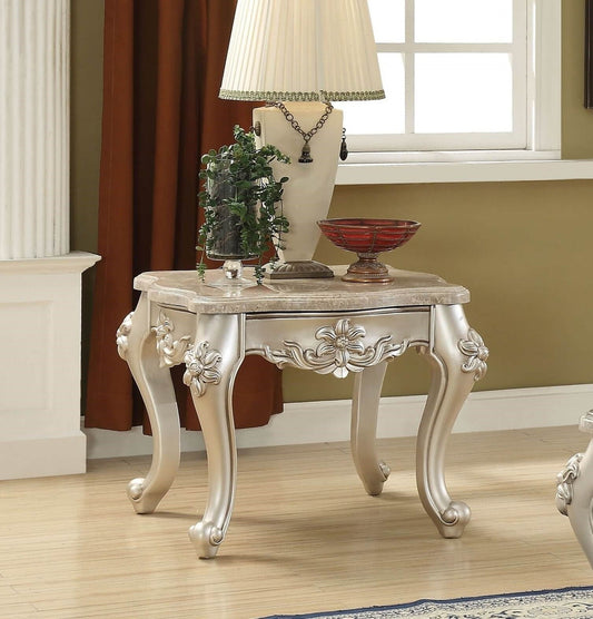 Acme Furniture Ranita End Table with Marble Top in Champagne 81042 - ATL FURNITURE