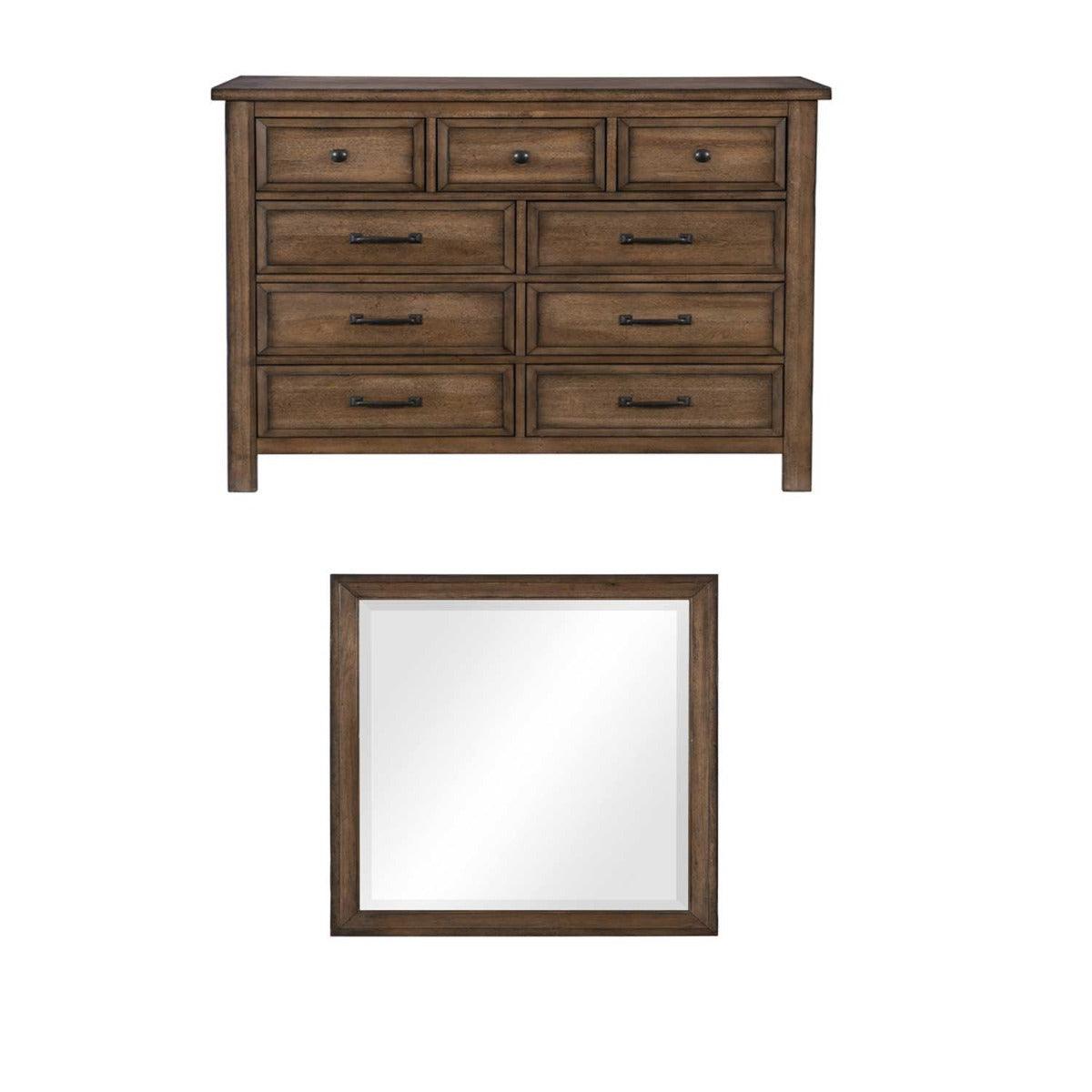 Homelegance - Brevard Dresser With Mirror In Light Brown - 1584-6-Dm - ATL FURNITURE